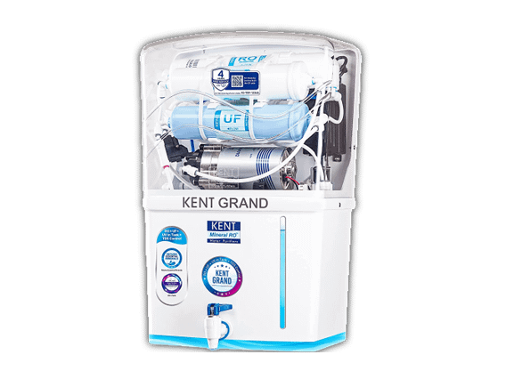 KENT Grand RO Water Purifier (11119) | RO+UV+UF+TDS Control+UV in Tank | Wall Mountable | Patented Mineral RO Technology| 8L Storage | 20 L/hr Output | White