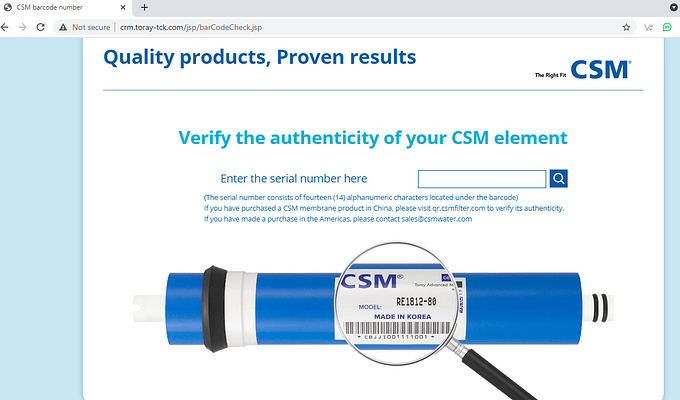 CSM 80 Barcode scan for genuine product